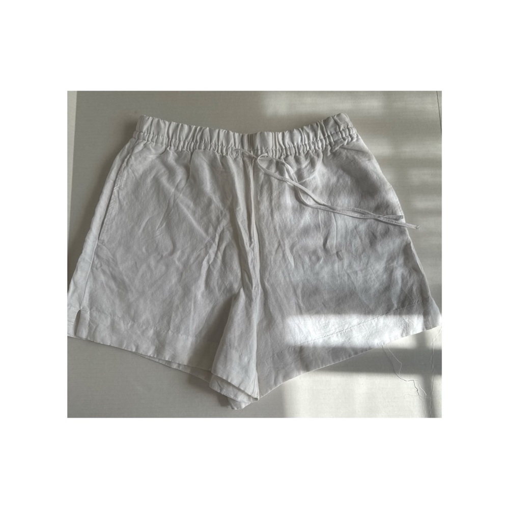 H&M White Linen Blend Shorts